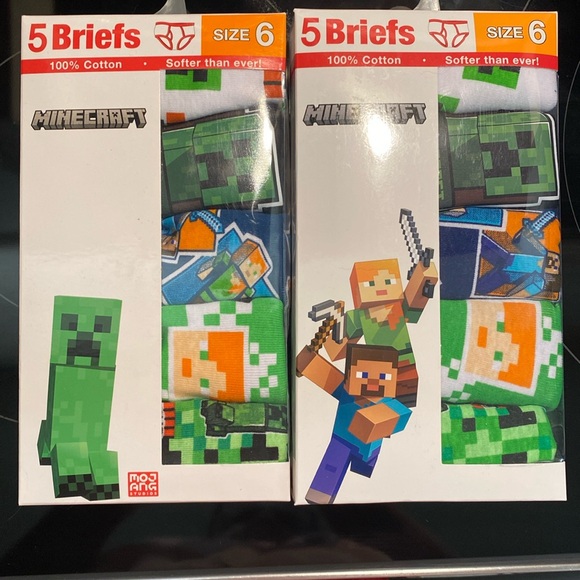 NIB - Minecraft Boys Briefs 2 - 5pks Size 6 by Handcraft - Picture 1 of 5